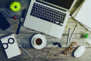 Working Space Business Freelance Concept Top View Above Flat Lay. Toning.